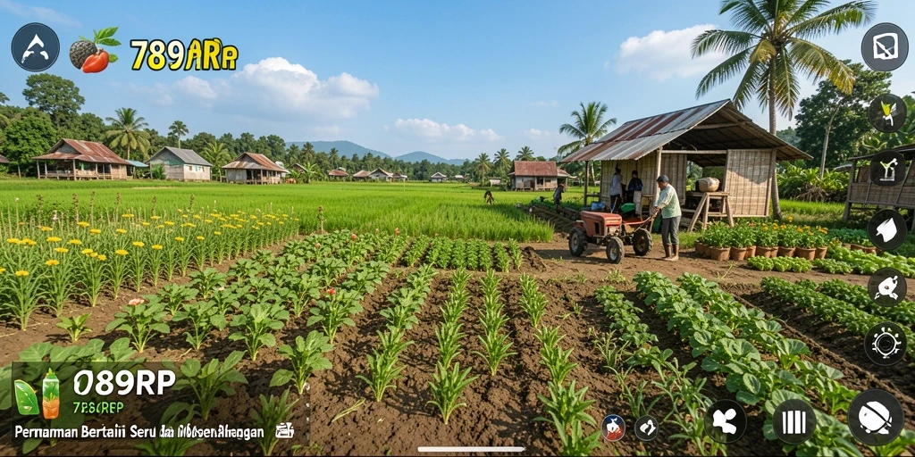 Gameplay seru dalam 789RP dengan kebun yang subur.