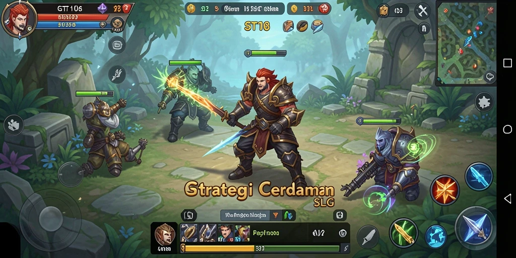 Screenshot utama GT108 menampilkan aksi strategis di medan perang.