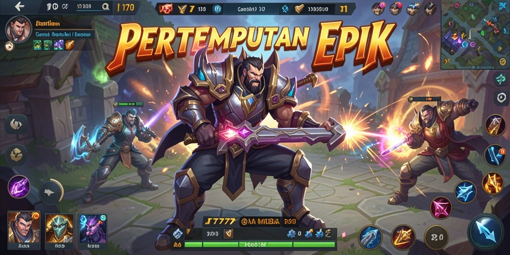 Screenshot utama JT777 menampilkan aksi mendebarkan dalam pertempuran MOBA.